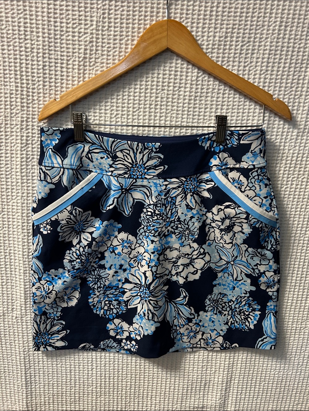 Lilly Pulitzer Navy Floral Mini Skort with Light Blue Accents